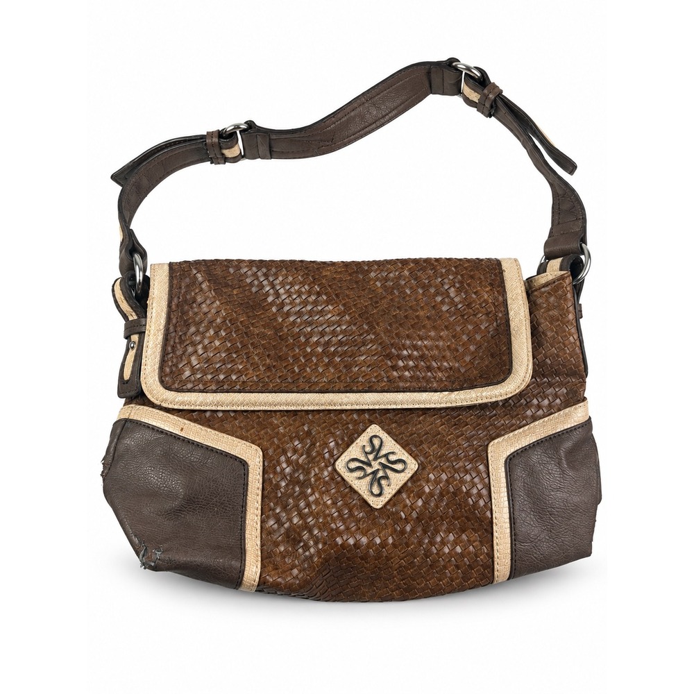 Simply Vera Vera Wang Vintage Y2K Brown Woven SnakeSkin Shoulder Bag Purse